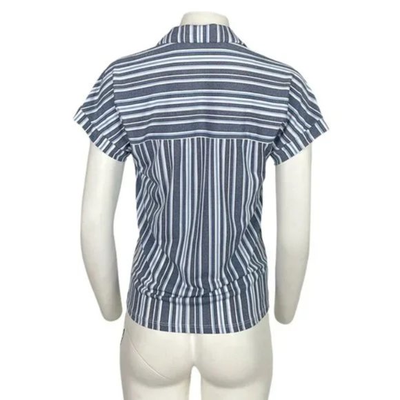 Striped Front Tie Blue Size S - Picture 3 of 3